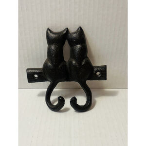 Cast Iron Cats Double Standard Hooks Wall Hanger